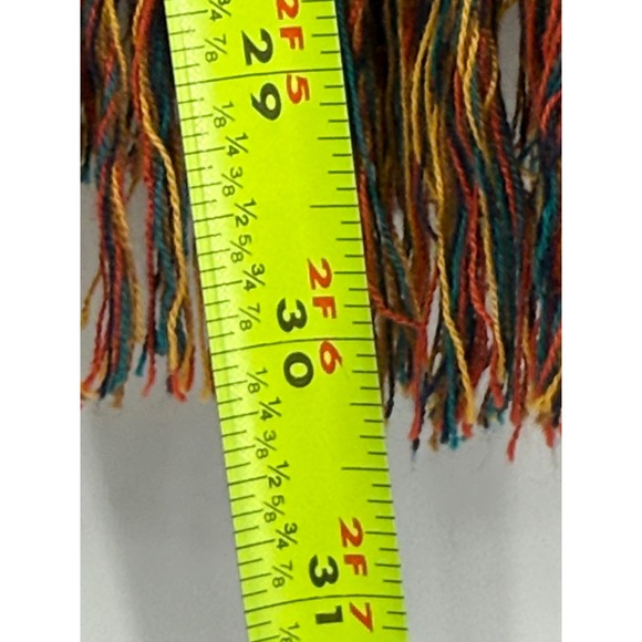 Ruby Rd Womens Paisley Knit Tunic Top Orange Teal Fringe Hem 3/4 Sleeve Sz S - Picture 3 of 10